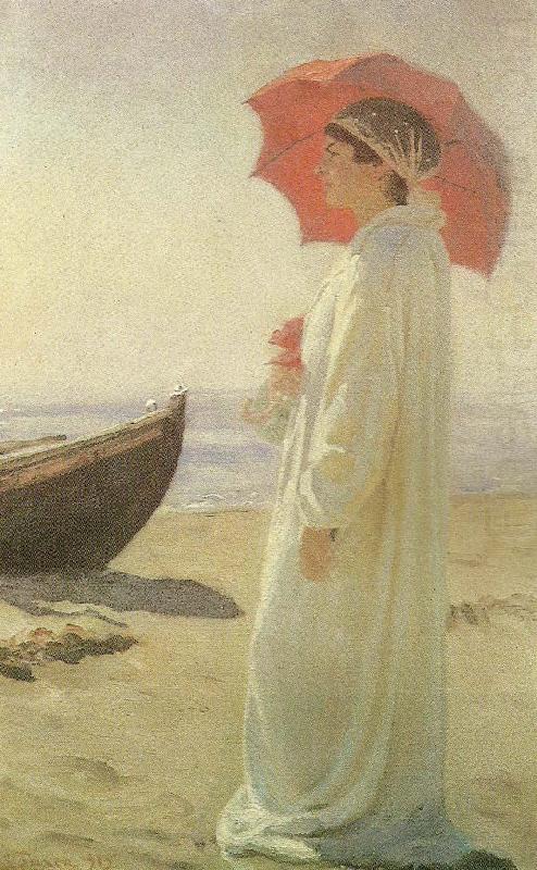 Laurits Tuxen nina, kunstnerens datter, pa stranden china oil painting image